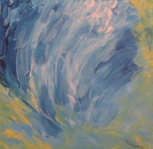 Peinture de Nicole Lelievre: vague série bleue 2