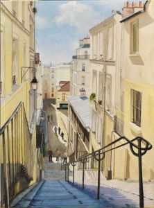 Peinture de Jean-Louis BARTHELEMY: Montmartre, rue Drevet