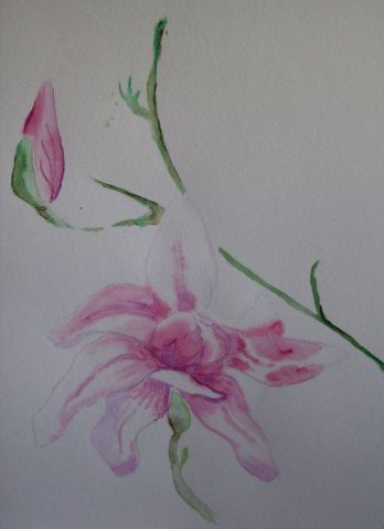 Fleur rose - Peinture - Sylvie Verchere Merle