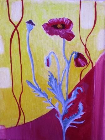 Fleurs et rubans - Peinture - Sylvie Verchere Merle