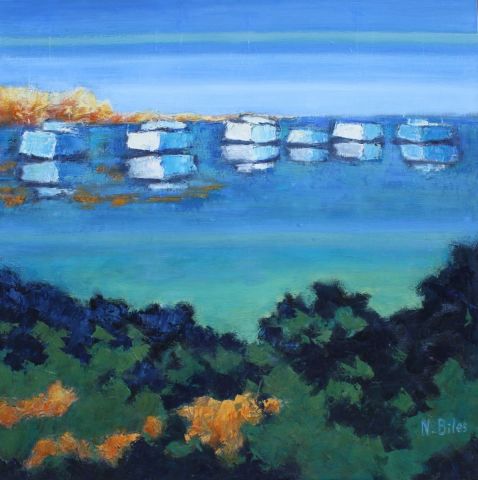 DANS LA BAIE D4ALICASTRE A PORQUEROLLES - Peinture - NICOLE BILES