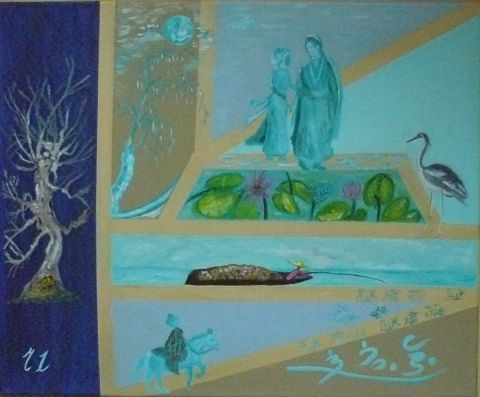 Bleu d'Asie - Peinture - Muriel Leveque