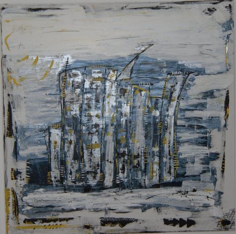 blue building - Peinture - aurel
