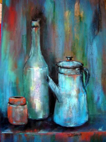 la cafetiere (s�rie bleue) - Peinture - Mc Palcowski-Collin