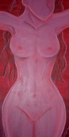 femme rouge - Peinture - Amandine