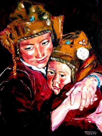 Enfants tibétains - Peinture - Tudury Gallery