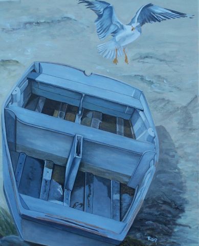 Le goëland et la barque - Peinture - KAN