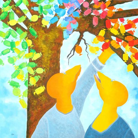 L'arbre à bonbons - Candy Tree - Peinture - Jideka