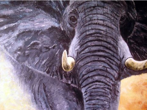 elephant - Peinture - alain Gaudin