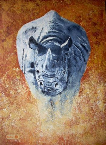 rhino - Peinture - alain Gaudin