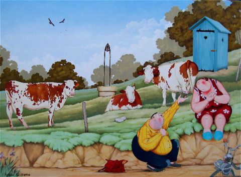 sur le chemin des �coliers - Peinture - Alain Willette
