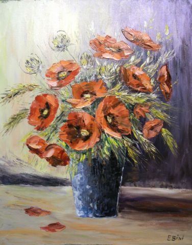 COQUELICOTS EN 3 D - Peinture - litalien