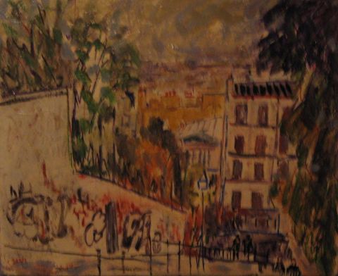 Les escaliers de Montmartre - Peinture - CLAUDE DOREE
