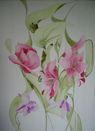 Grandes fleurs - Peinture - Sylvie Verchere Merle