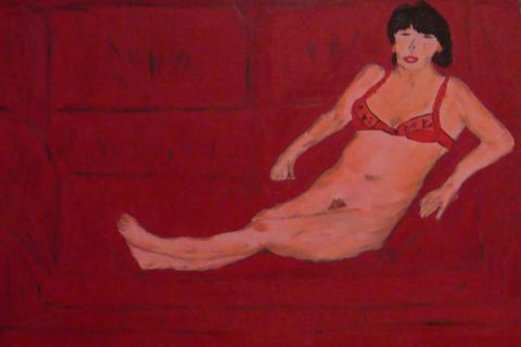 Le canapé rouge - Peinture - guthleber