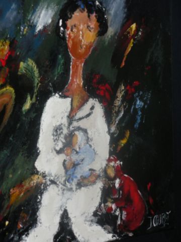 la maman aux fillettes  - Peinture - josiane couret