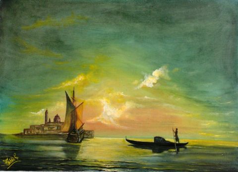 aurore à Venise - Peinture - tebbiche