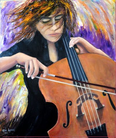 la violoncelliste - Peinture - marc LEJEUNE
