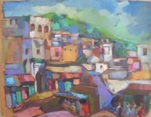 Voir le détail de cette oeuvre: Vue panoramique d'un village marocain