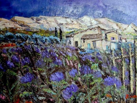 Fleurs bleues dans les Alpilles - Peinture - MARIE-THERESE VION