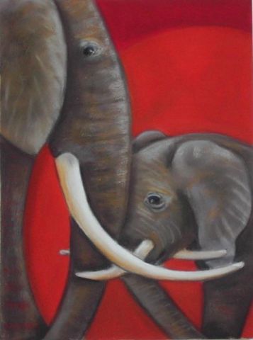 les éléphants - Peinture - BETTY-M peintre
