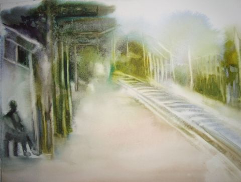 La gare  - Peinture - Thaline 