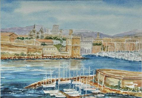 La passe du port de Marseille - Peinture - Sylvie GARIBALDI