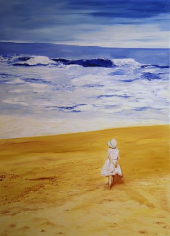 LA PETITE FILLE SUR LA PLAGE - Peinture - THEILE-CLAUSS Isabelle
