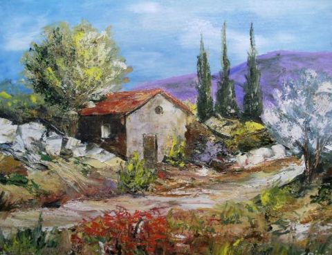cabane en c�vennes - Peinture - litalien