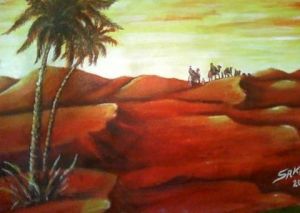Peinture de SAKHRI: desert   tunisien
