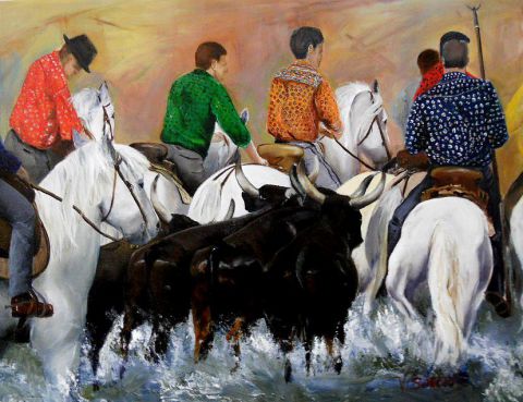 en Camargue - Peinture - valerie sorbets