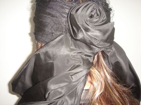 Turban en taffetas noir - Art textile - Karen SADOUN
