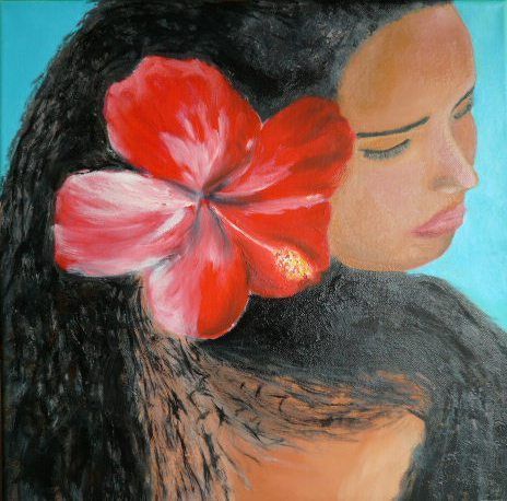 Vahin� �  lhibiscus - Peinture - Catherine CHAIX