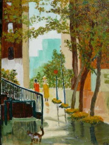 Rue apr�s la pluie - Peinture - Catherine CHAIX