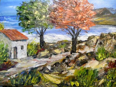 maison au bord de mer - Peinture - litalien