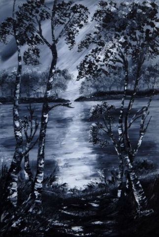 M�lancolie au clair de lune - Peinture - Catherine GARCERAN