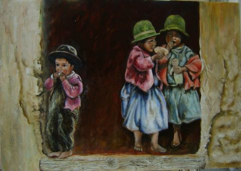 enfants boliviens - Peinture - francis sabater