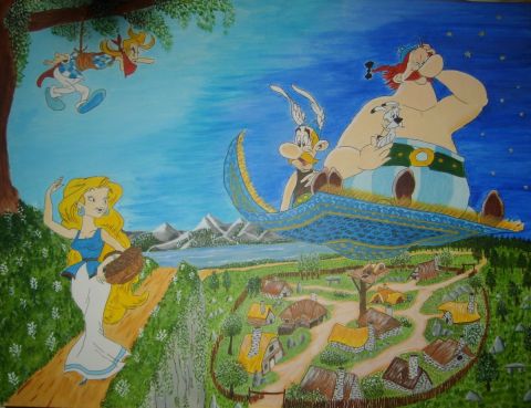 asterix - Peinture - elisabeth rouzaire