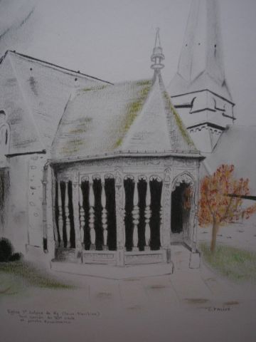 Eglise St Sulpice de Ry (Seine-Maritime) - Dessin - Catherine FALIZE