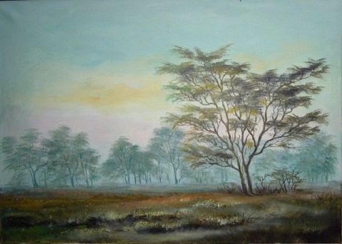 Brouillard en Afrique - Peinture - George PANTURU