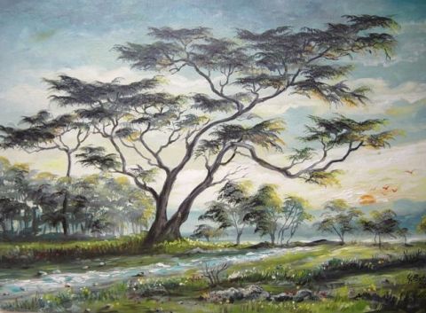 Le silence vert d'Afrique - Peinture - George PANTURU