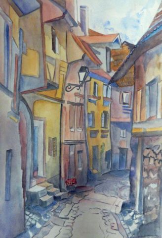Ruelle en Alsace - Peinture - Joanna Zimmermann
