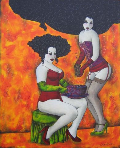 Un th� chez Alice - Peinture - Ah Tatieva 