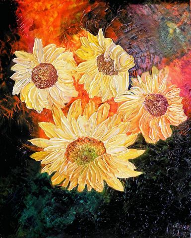PEINTURE de  FLEURS  ...  SOLEIL - Peinture - monemaier