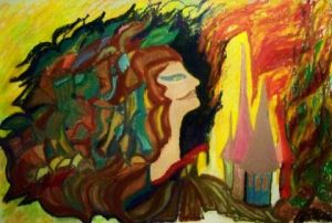 Peinture de JACQUELINE SARAH UZAN: la princesse aux papillons