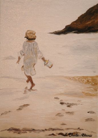 Enfant jouant sur la plage - Peinture - THEILE-CLAUSS Isabelle