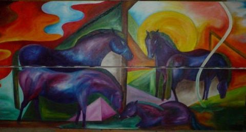 L'artiste Francoise DUFOUR  HAVART - chevaux violets