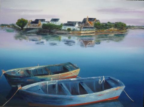 L'�le aux barques - Peinture - MARTINE GREGOIRE