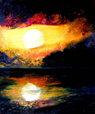 PEINTURE  coucher de soleil / Peinture au couteau - Peinture - monemaier