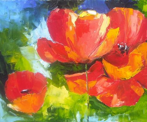 p'tit coquelicots  version n�2 - Peinture - Veronique LANCIEN